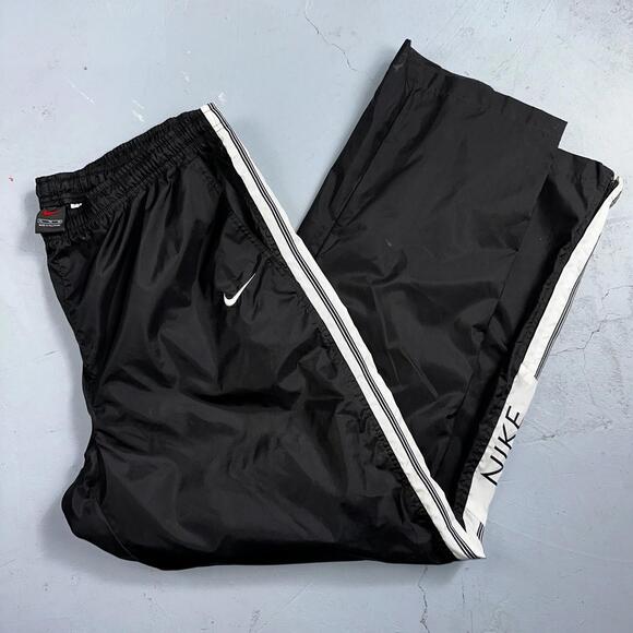 Nike VTG 90s Windbreaker Track Pants Ankle Zip Unlined Black